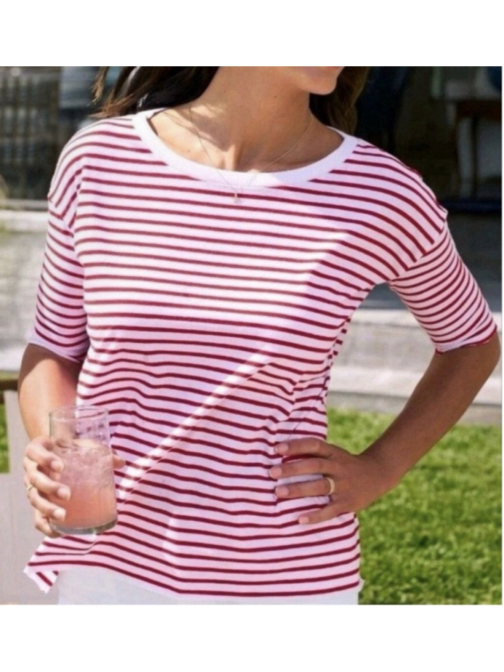 Frank & Eileen Josephine LOT x2 French Stripe Boxy Tee S Red/White & Navy/Blue - Picture 3 of 16